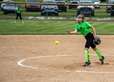 Pitcher just after releasing the ball.