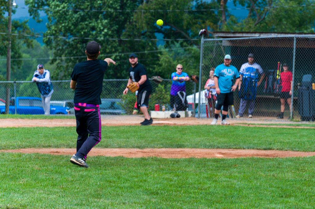 Pitcher throwing the ball to the first baseman.