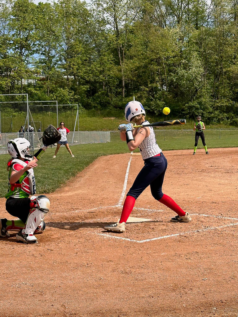 Ball coming towards batter.