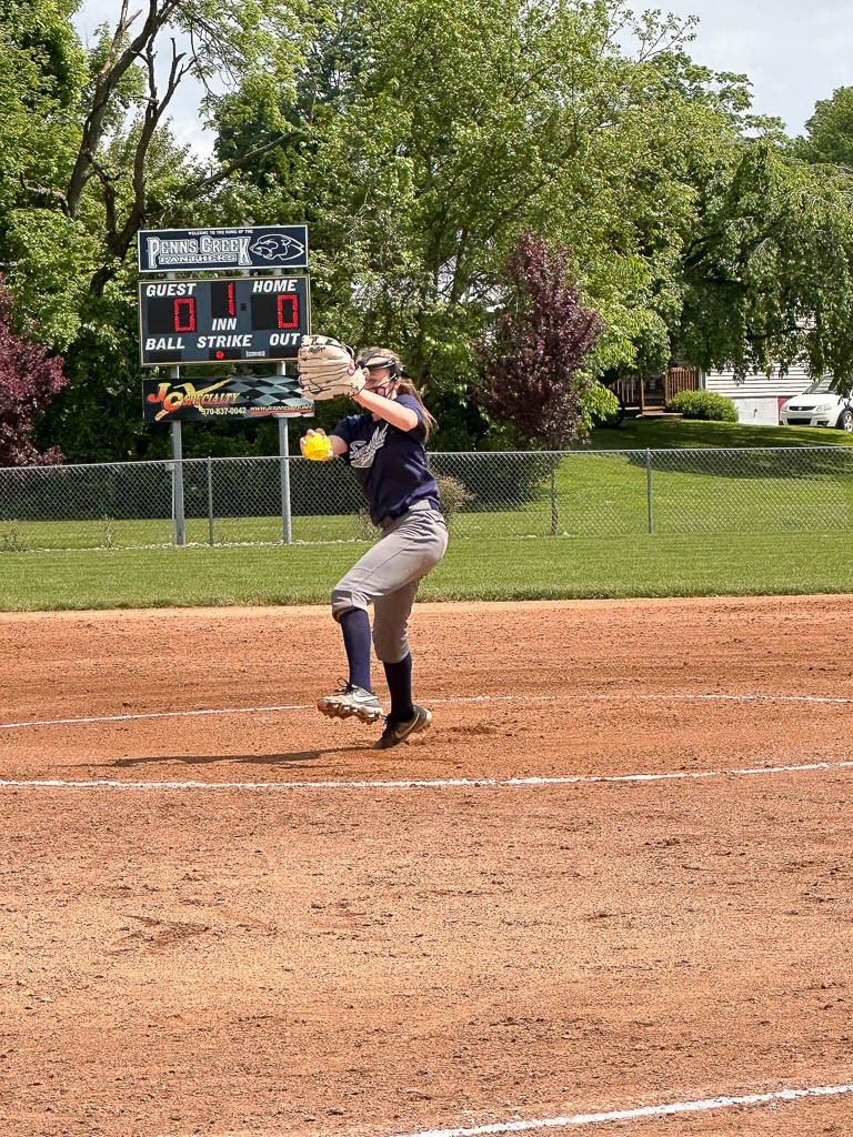 Pitcher in mid-windup.