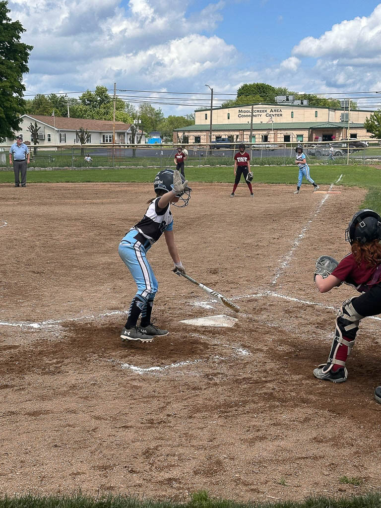 Batter prepares to get into position.