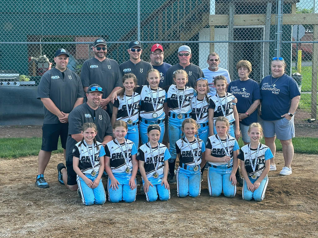 First place team members posing with the tournament bracket.